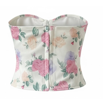 Floral Print Strapless Bustier Corset Top for Women