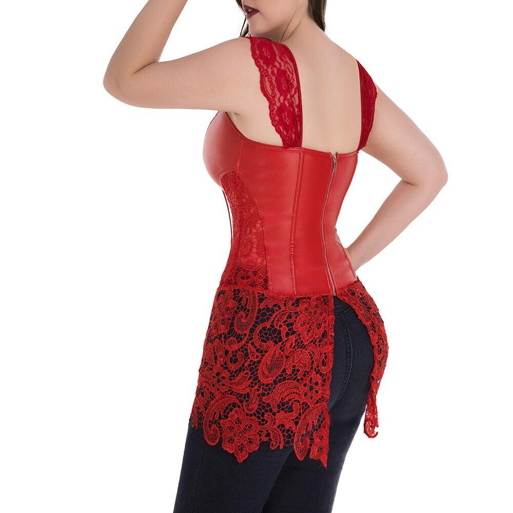 Lace Up Punk Corset – Stylish Faux Leather Bustier Top-Secret Slim Wear