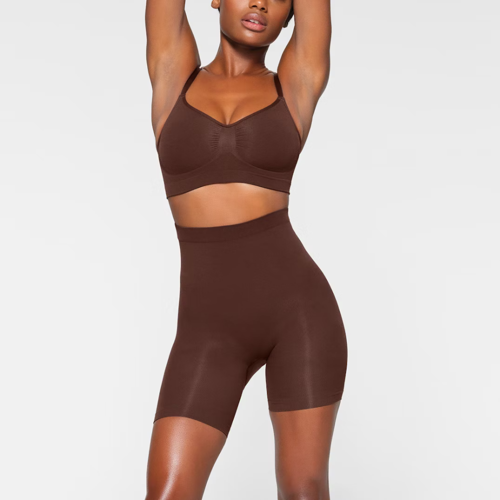 Women Seamless High Waisted Mid Thigh Shorts-Secret Slim Wear