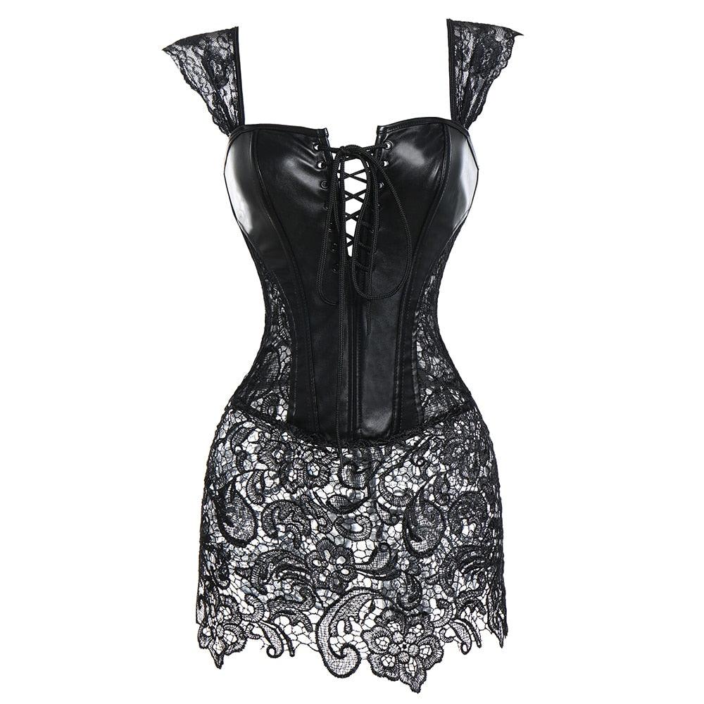Lace Up Punk Corset – Stylish Faux Leather Bustier Top-Secret Slim Wear