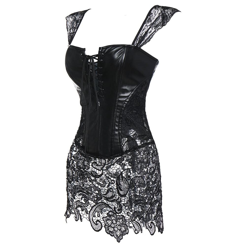 Lace Up Punk Corset – Stylish Faux Leather Bustier Top-Secret Slim Wear