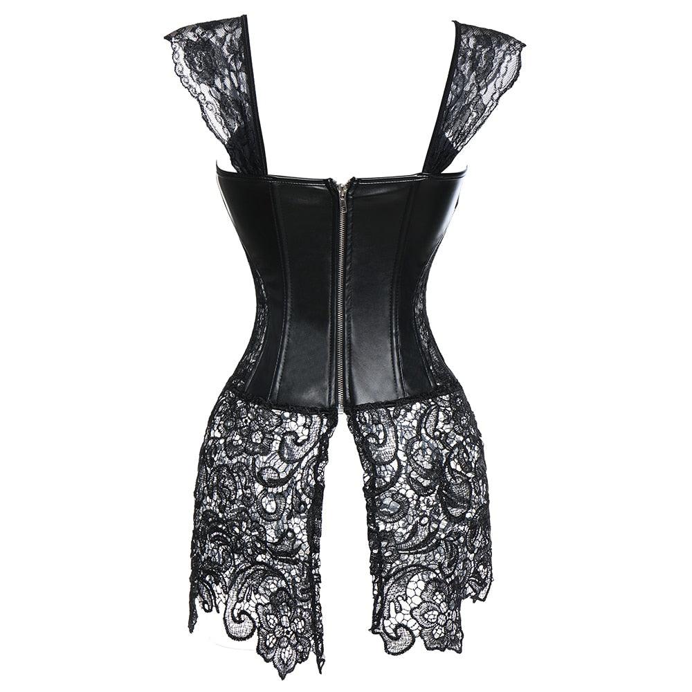 Lace Up Punk Corset – Stylish Faux Leather Bustier Top-Secret Slim Wear