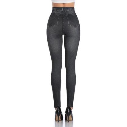 Faux Denim Jeans Leggings – Stylish High Waist Fit-Secret Slim Wear