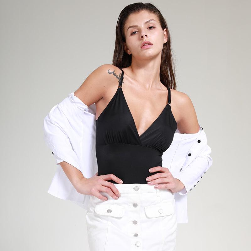 V Neck Shapewear Bodysuit - Invisible Under Any Outfit-Secret Slim Wear