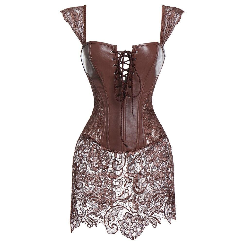 Lace Up Punk Corset – Stylish Faux Leather Bustier Top-Secret Slim Wear