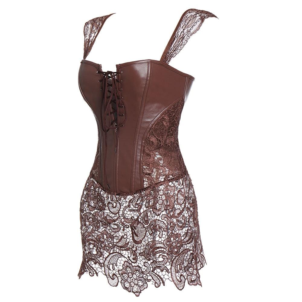 Lace Up Punk Corset – Stylish Faux Leather Bustier Top-Secret Slim Wear