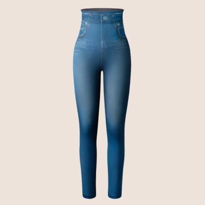 Faux Denim Jeans Leggings – Stylish High Waist Fit-Secret Slim Wear