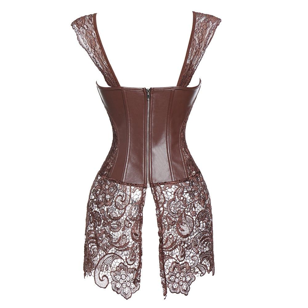 Lace Up Punk Corset – Stylish Faux Leather Bustier Top-Secret Slim Wear