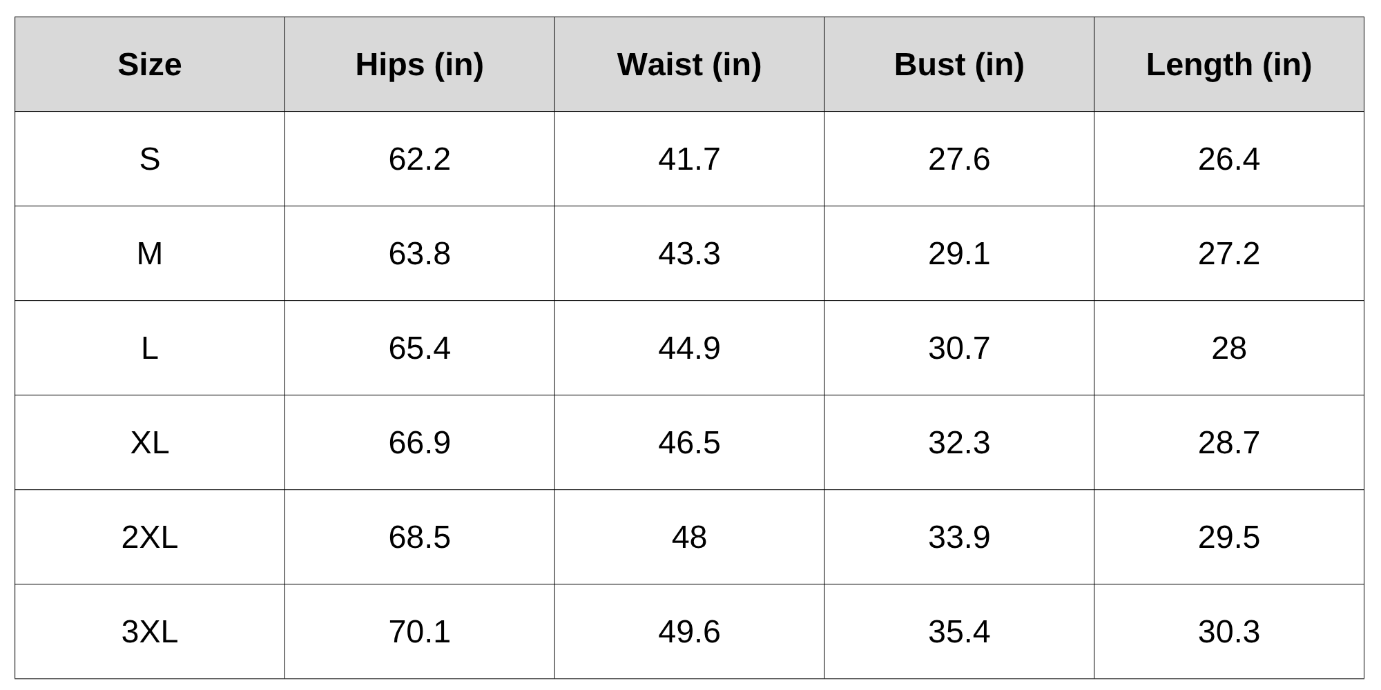 Size Chart