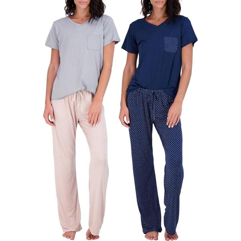 Pajama Short Sleeve T-shirt Set for Comfortable All-Day Wear-Secret Slim Wear