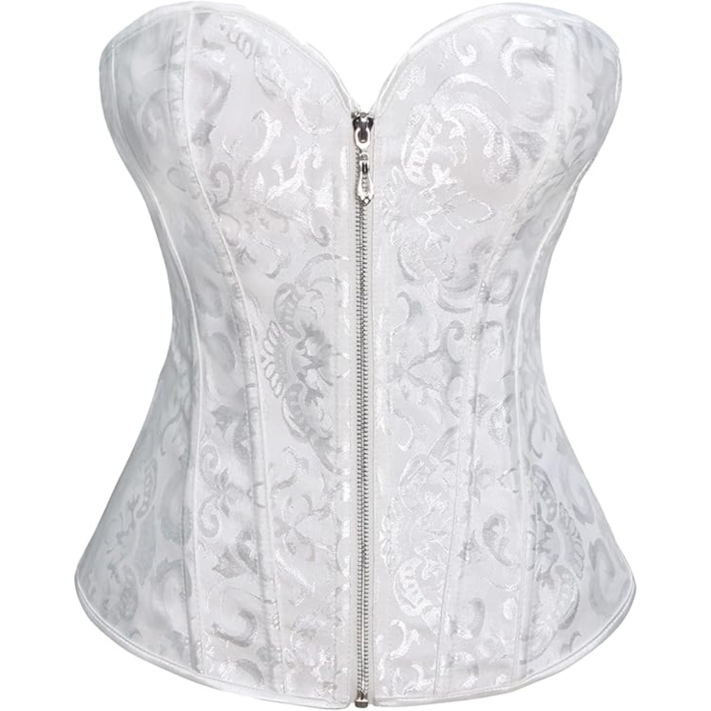 Satin Lace Up Floral Overbust Corset Top for Women
