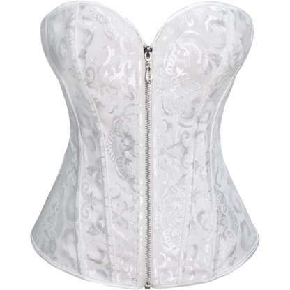 Satin Lace Up Floral Overbust Corset Top for Women