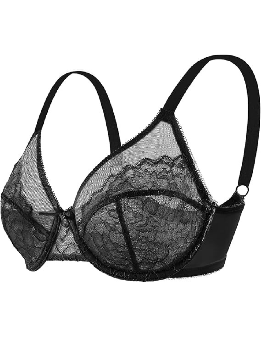 Minimizer Bra Lace With Full Coverage With Wide Strap Underwire Support-Secret Slim Wear