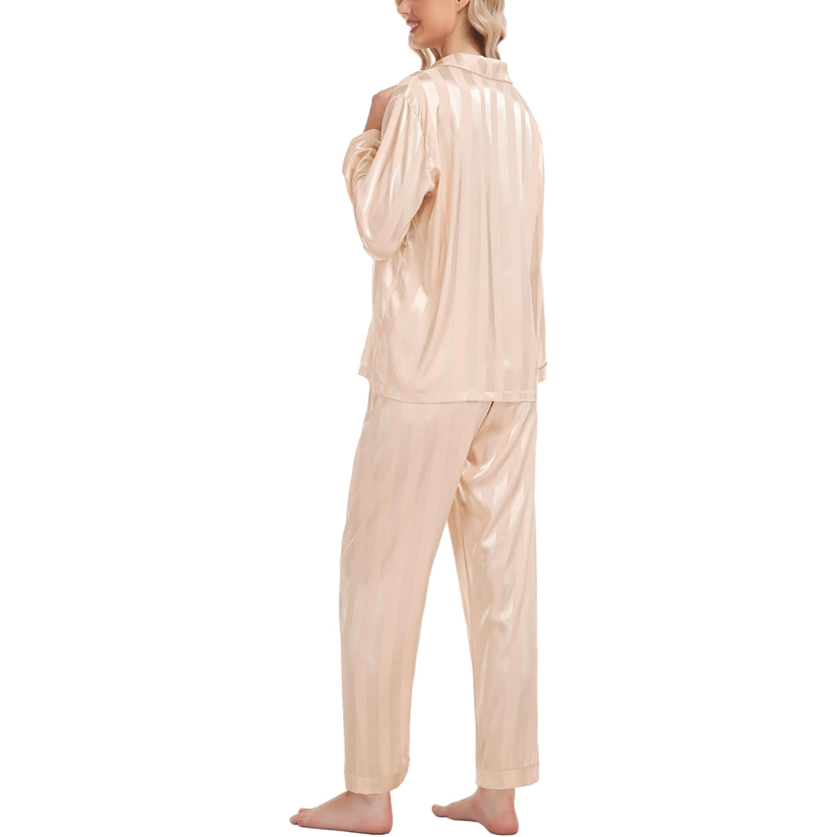 Striped Satin Pajama Set – Elegant and Comfortable Loungewear-Secret Slim Wear