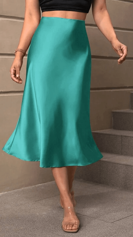 High Waist Satin Skirt – Elegance with Every Step-Secret Slim Wear