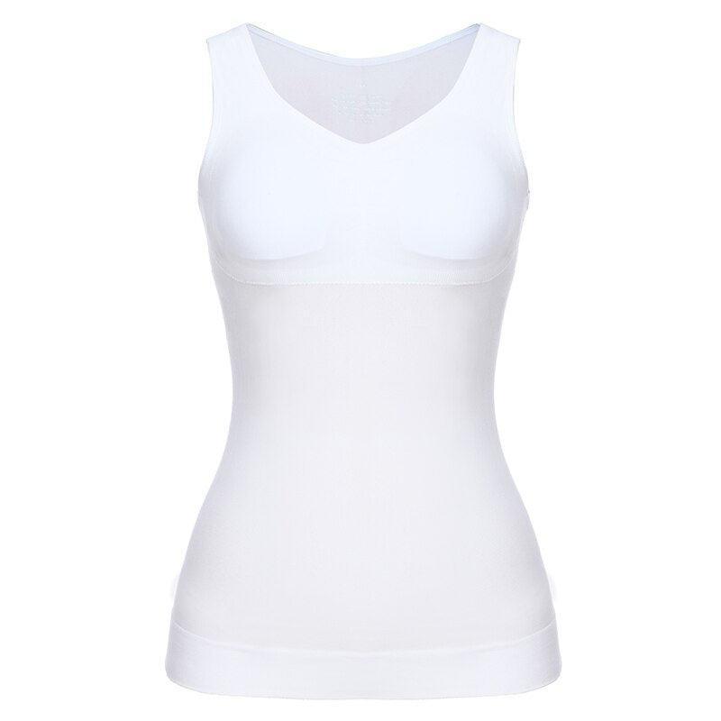 Camisole Sleeveless Wide Strap Top With Built-In Padded Bra-Secret Slim Wear