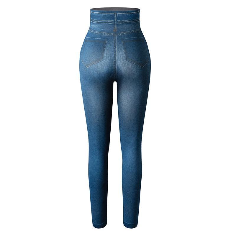Denim Print Compression Leggings – Stylish Look with Stretch Fabric-Secret Slim Wear