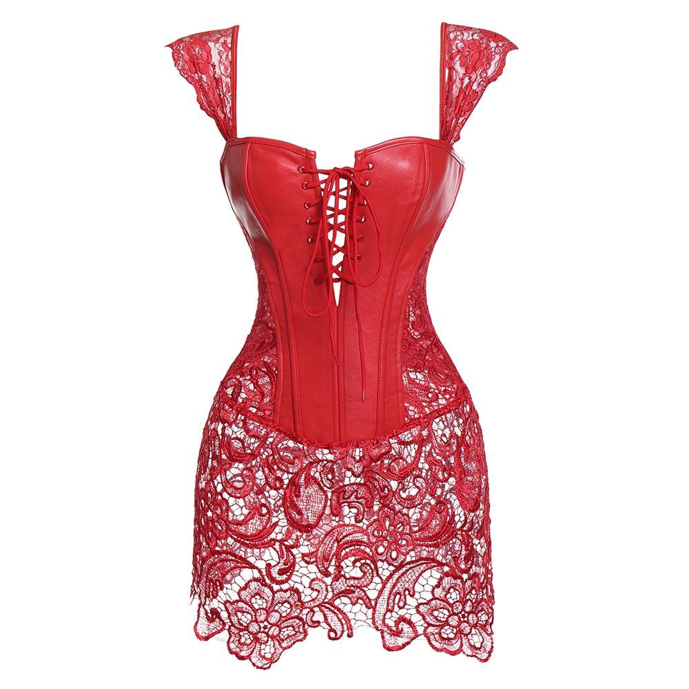 Lace Up Punk Corset – Stylish Faux Leather Bustier Top-Secret Slim Wear