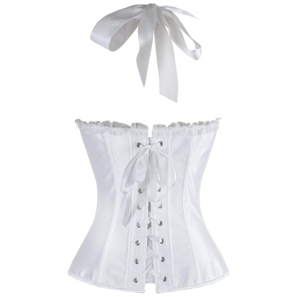 Boned Lace Up Overbust Corset Top For Women