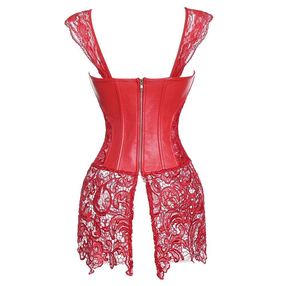 Lace Up Punk Corset – Stylish Faux Leather Bustier Top-Secret Slim Wear