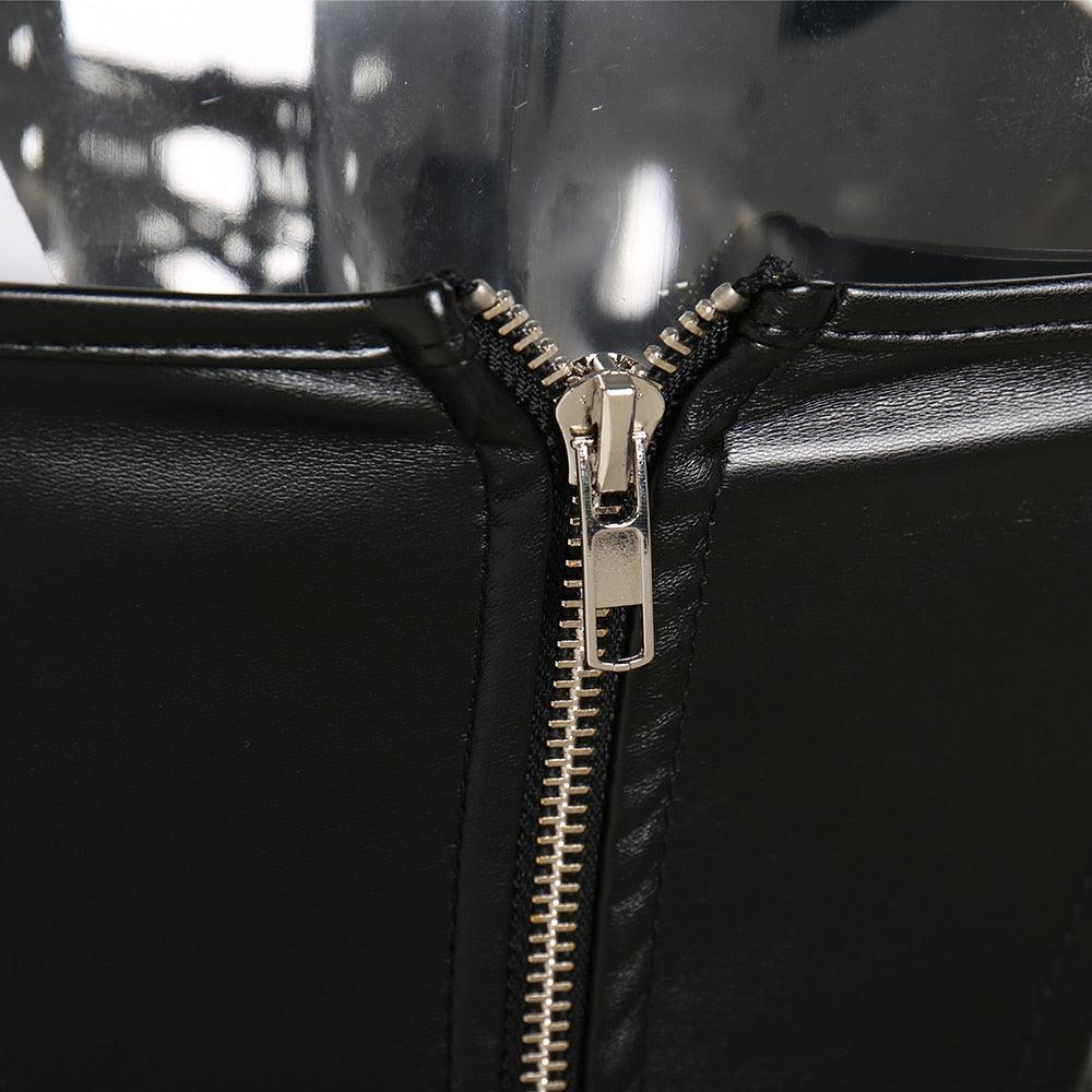 Lace Up Punk Corset – Stylish Faux Leather Bustier Top-Secret Slim Wear