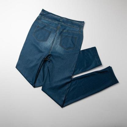 Faux Denim Jeans Leggings – Stylish High Waist Fit-Secret Slim Wear