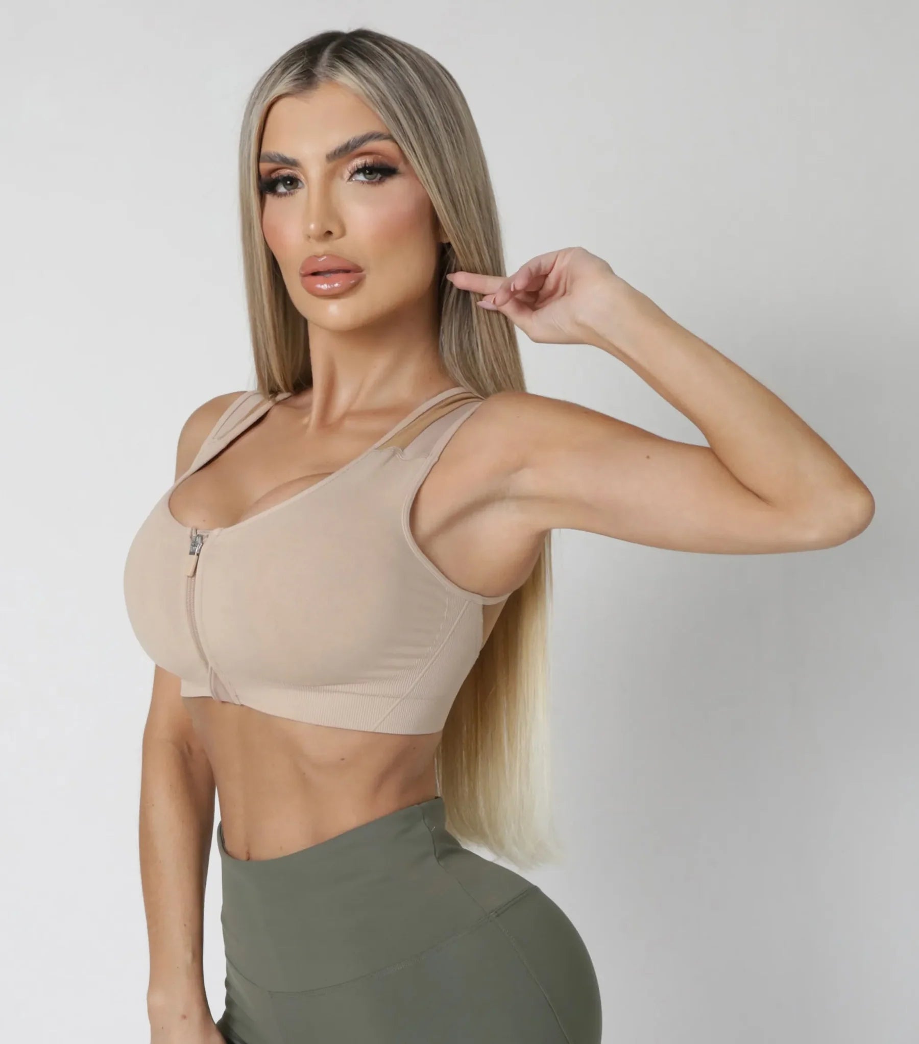 Posture Corrector Sports Bra with Zipper for Comfort and Support-Secret Slim Wear