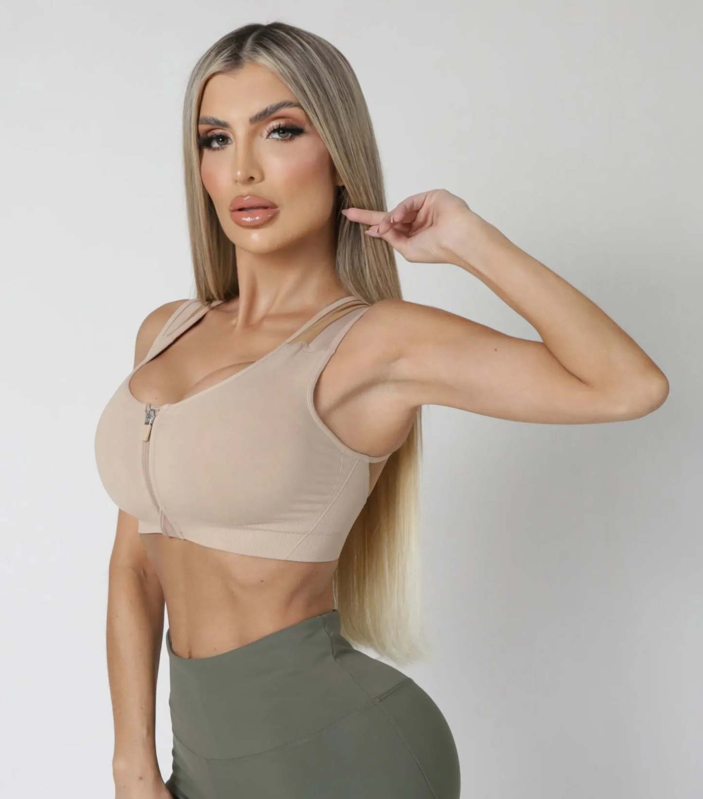 Posture Corrector Sports Bra with Zipper for Comfort and Support-Secret Slim Wear