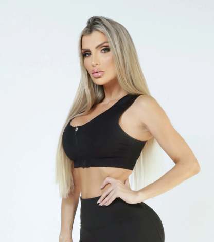 Posture Corrector Sports Bra with Zipper for Comfort and Support-Secret Slim Wear