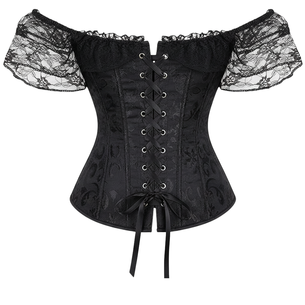 Floral Lace Off Shoulder Overbust Corset for Women