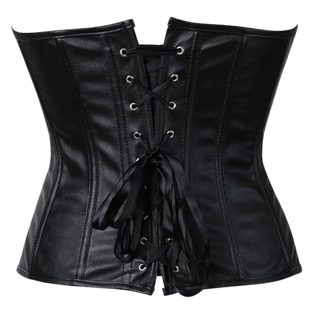 Faux Leather Steampunk Corset Top For Women