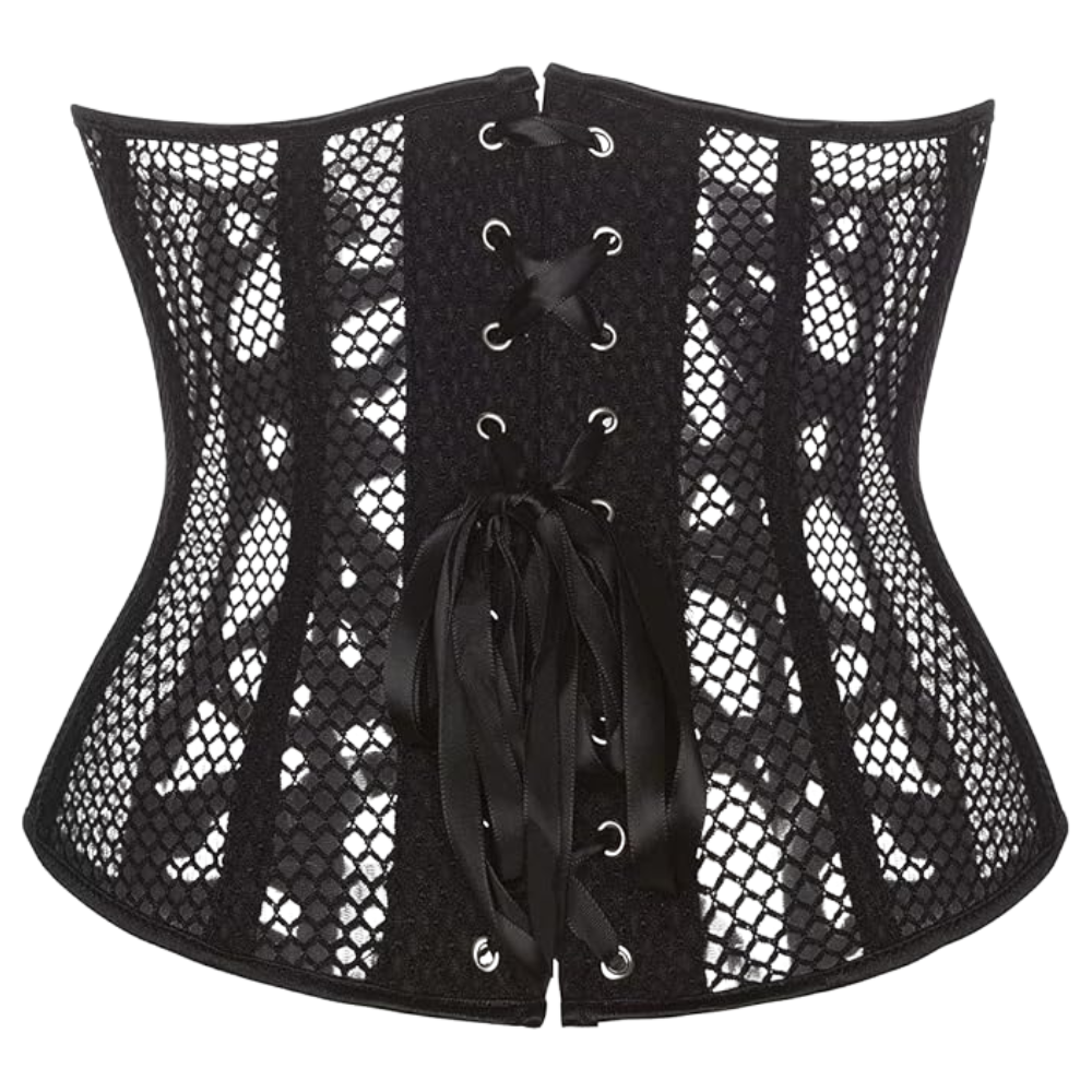 Satin Lace Up Overbust Corset Top for Women