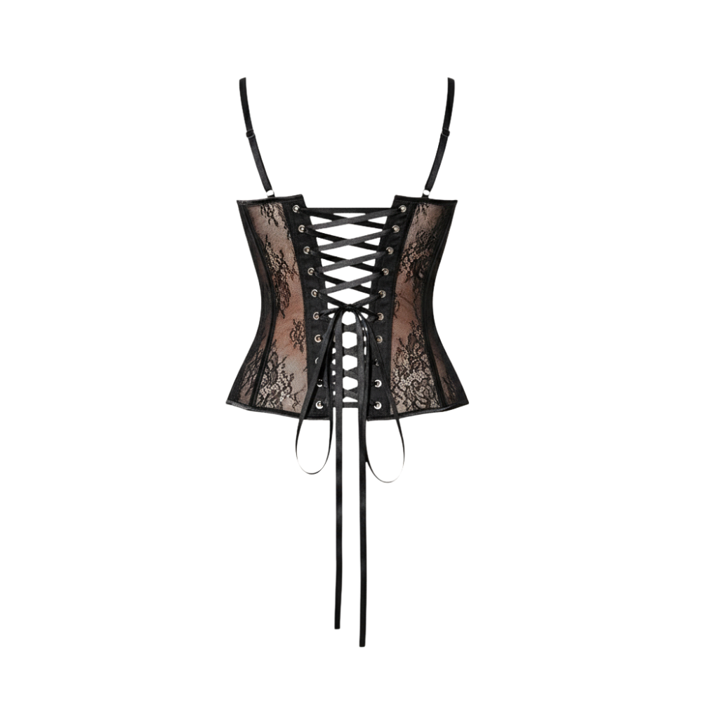 Mesh Lace Up Steel Boned Corset Top For Women