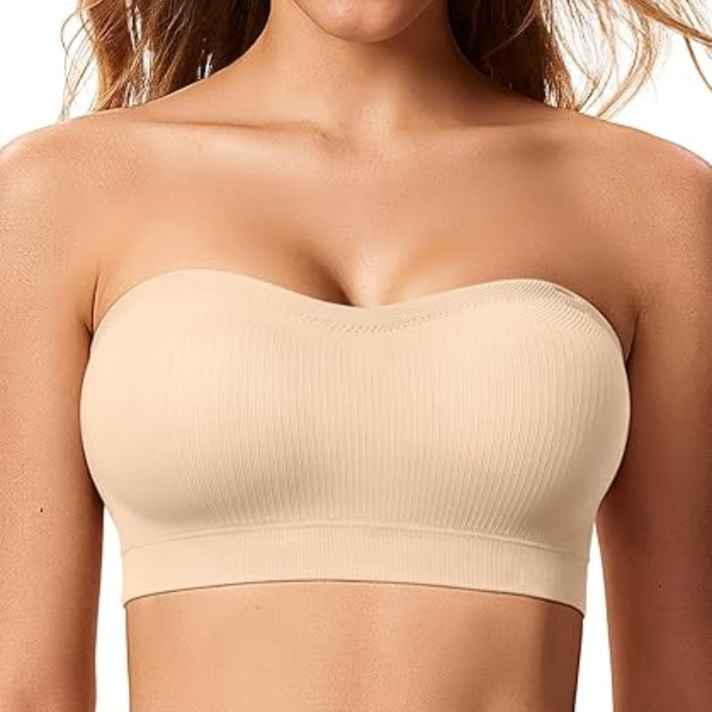 Strapless Non Slip Wireless Push Up Bandeau Bra For Women