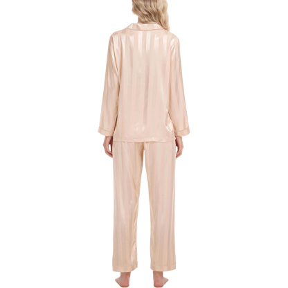 Striped Satin Pajama Set – Elegant and Comfortable Loungewear-Secret Slim Wear
