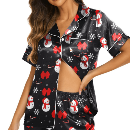 Satin Short Sleeve Set – Stylish and Comfortable Lounge Wear-Secret Slim Wear