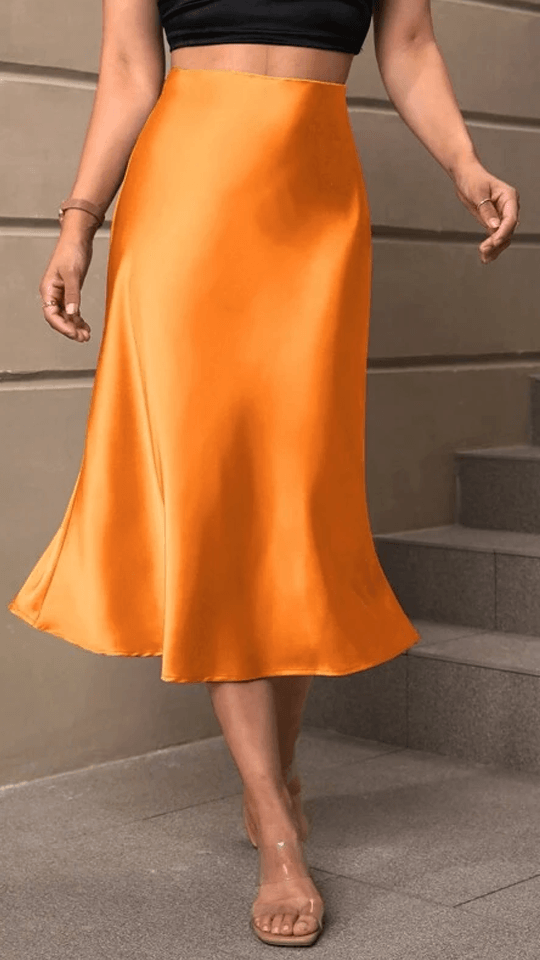 High Waist Satin Skirt – Elegance with Every Step-Secret Slim Wear