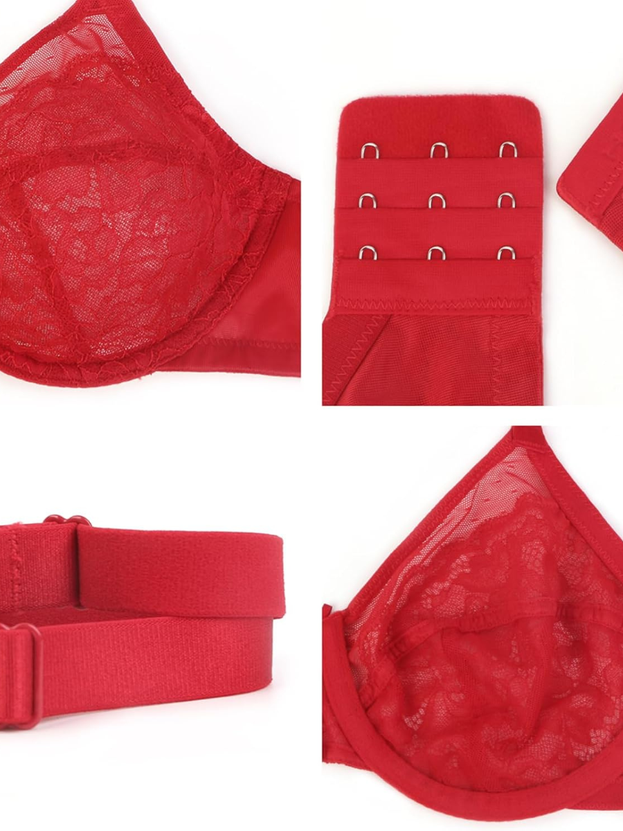 Minimizer Bra Lace With Full Coverage With Wide Strap Underwire Support-Secret Slim Wear