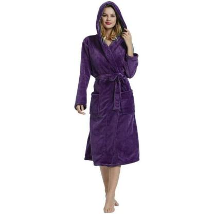 Fleece Long Hooded Robe – Stylish Bathrobe-Secret Slim Wear