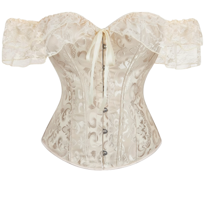 Floral Lace Off Shoulder Overbust Corset for Women