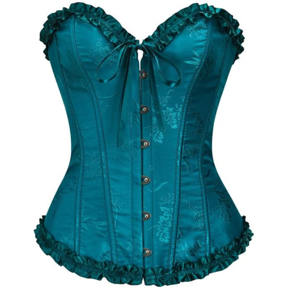 Floral Lace Up Push Up Overbust Corset Top for Women