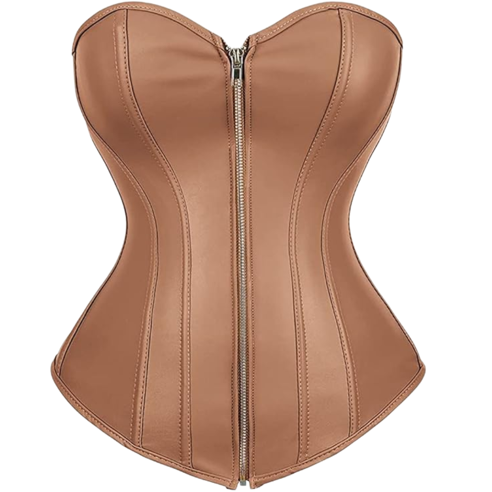 Faux Leather Steampunk Corset Top For Women