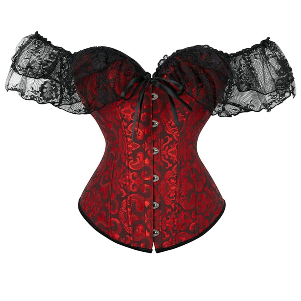 Lace Up Jacquard Underbust Corset for Women
