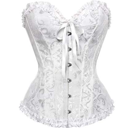 Satin Lace Up Overbust Corset Top for Women