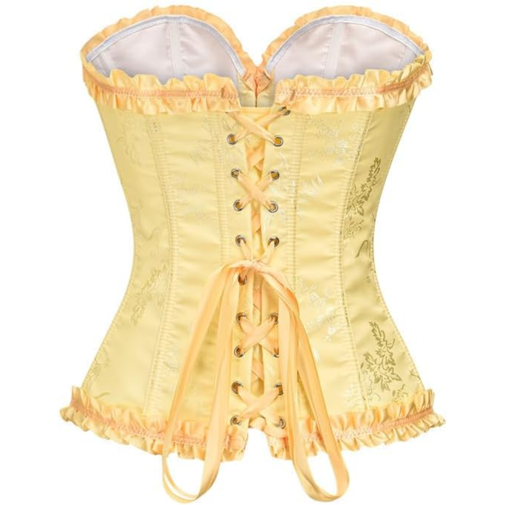 Floral Lace Up Push Up Overbust Corset Top for Women