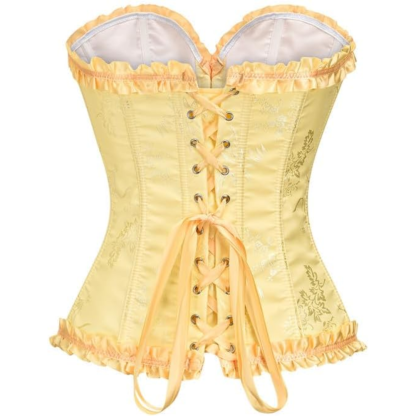 Floral Lace Up Push Up Overbust Corset Top for Women