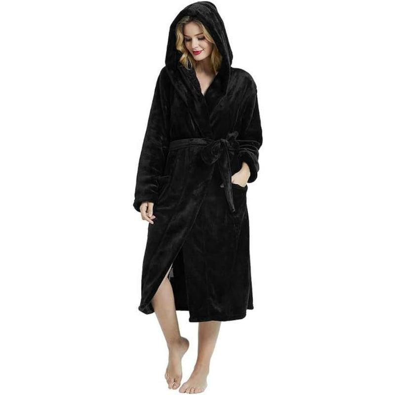 Fleece Long Hooded Robe – Stylish Bathrobe-Secret Slim Wear