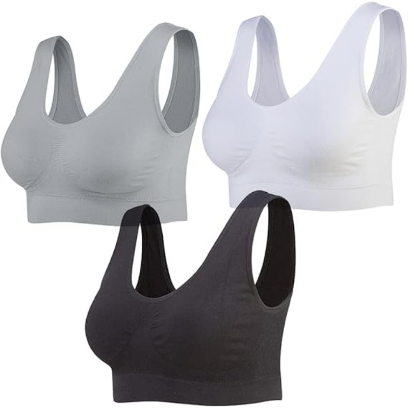 Seamless Sports Bra Set Pack of 3 Wirefree Yoga Bras-Secret Slim Wear