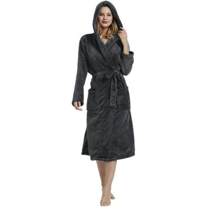 Fleece Long Hooded Robe – Stylish Bathrobe-Secret Slim Wear
