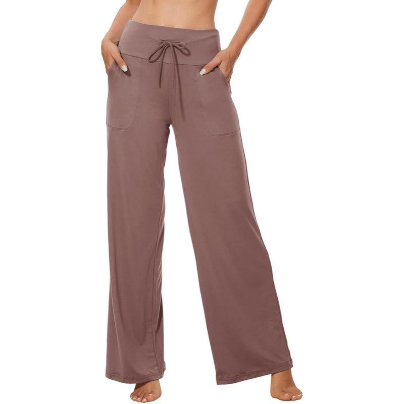 Casual Drawstring Pajama Pants With Pocket and Wide-Leg Fit-Secret Slim Wear